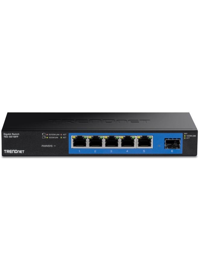 TRENDnet 4-Port Gigabit Switch with SFP Slot, 10 Gbps Switching Capacity, Fanless, Metal Housing, Magnet Mount, Lifetime Protection, TEG-S51SFP - Image 3