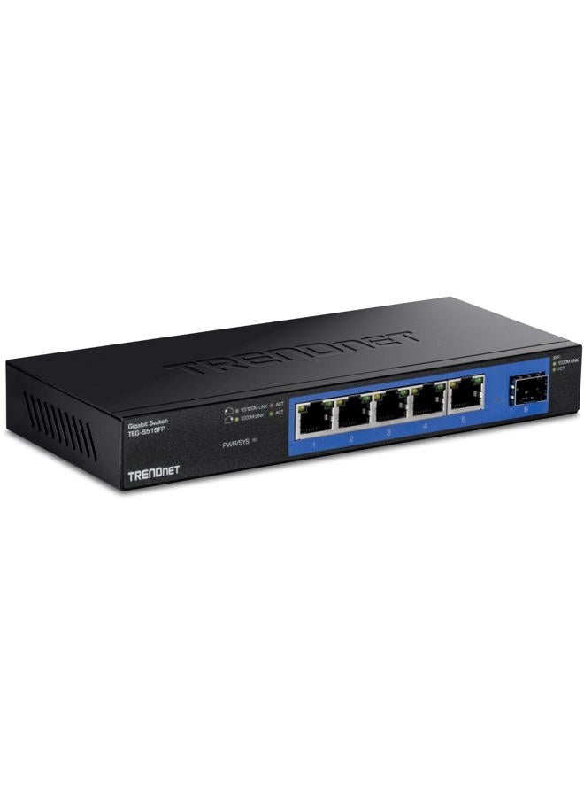 TRENDnet 4-Port Gigabit Switch with SFP Slot, 10 Gbps Switching Capacity, Fanless, Metal Housing, Magnet Mount, Lifetime Protection, TEG-S51SFP - Image 1