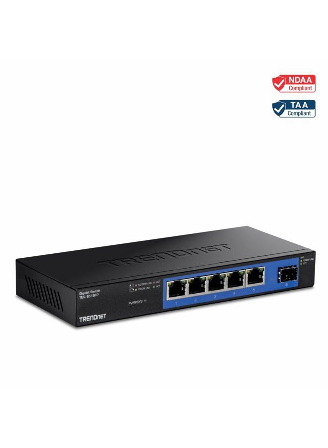 TRENDnet 4-Port Gigabit Switch with SFP Slot, 10 Gbps Switching Capacity, Fanless, Metal Housing, Magnet Mount, Lifetime Protection, TEG-S51SFP - Image 2