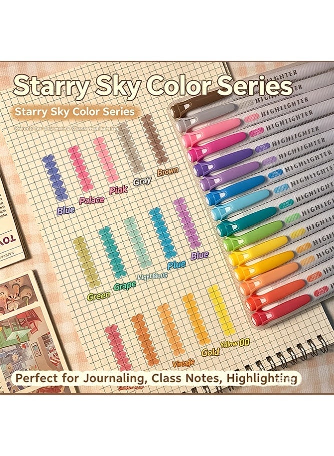 Kaco 15 Colors Pastel Highlighter Pens, Dual Tip Mild Color Highlighters, No Bleed Fine & Chisel Tip Markers for Student Note Taking, Journaling, and Hand Lettering - Image 1