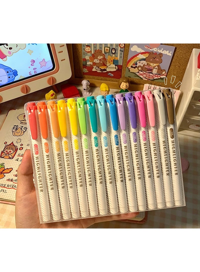 Kaco 15 Colors Pastel Highlighter Pens, Dual Tip Mild Color Highlighters, No Bleed Fine & Chisel Tip Markers for Student Note Taking, Journaling, and Hand Lettering - Image 2