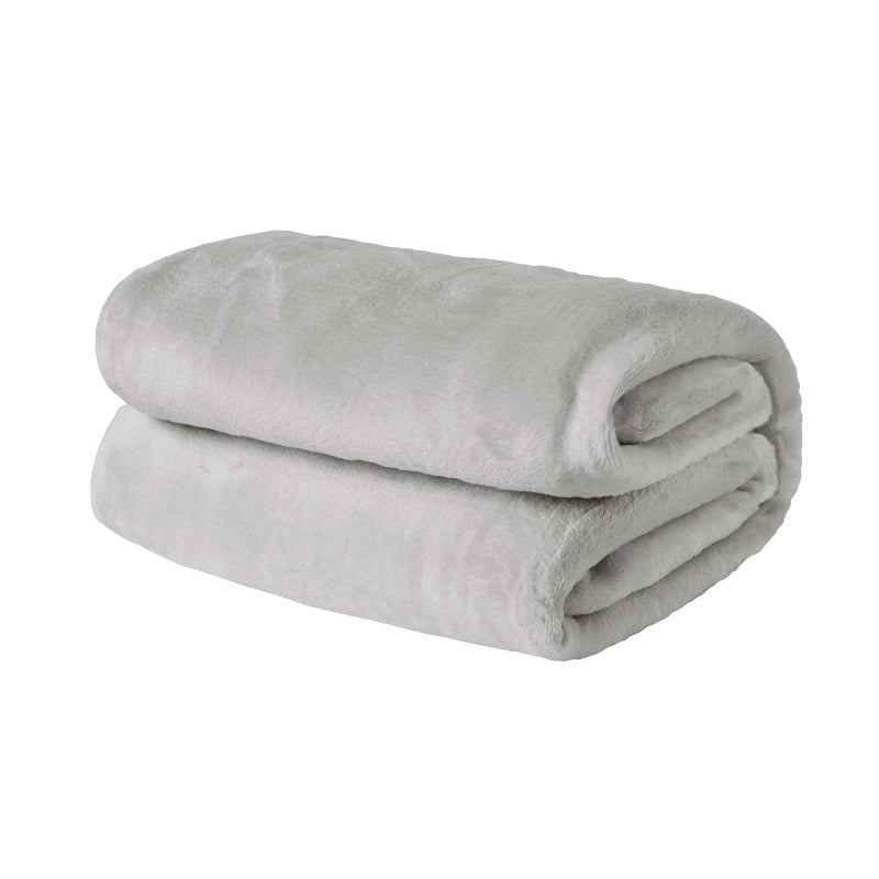 Brentfords Fleece Throw Blanket for Sofa Super Soft Warm Silver Grey Blanket for Bed Settee Throws Flannel Fleece Blankets Fluffy Single Bed Throw 120 x 150cm