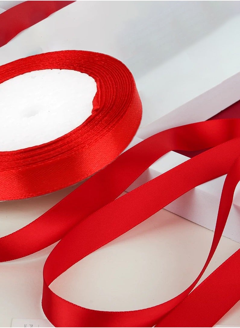 Red Satin Ribbon, 12mm x 25yd Double Faced Polyester Ribbon for Gift Wrapping, Party Favors, Wedding Decorations, Bow Making, Bouquets, Sewing Projects & Craft Supplies - Image 1