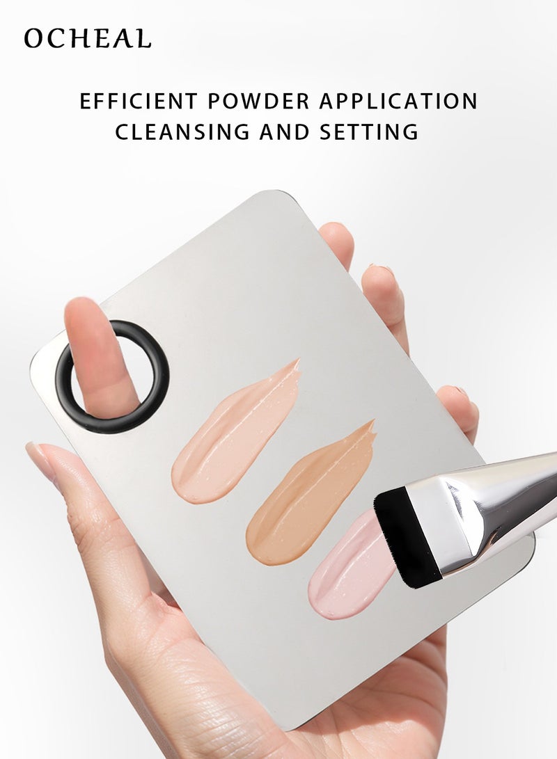 اوكيل فرشاة أساس مسطحة مع صينية مزج المكياج - أداة تجميل كورية للنساء والفتيات مع بودرة صغيرة مجانية - Image 3