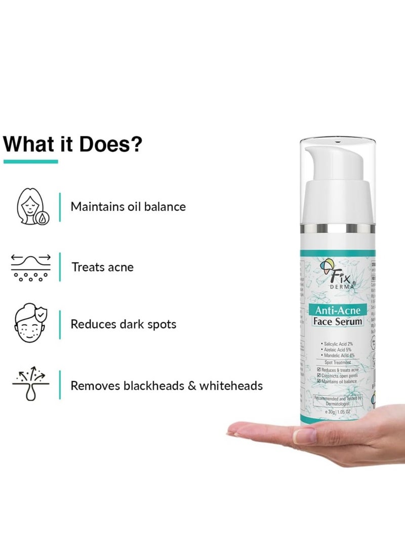 فيكسديرما مصل حمض الساليسيليك 2% لعلاج حب الشباب والبقع مع 5% حمض الأزيلايك و4% حمض المندليك | سيروم للوجه مضاد لحب الشباب | مصل الوجه للرجال والنساء | مصل الوجه للبشرة الدهنية - 30 جرام - Image 3