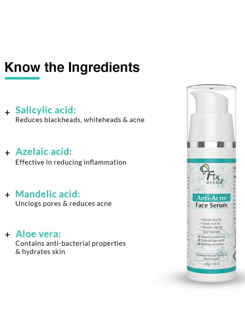 فيكسديرما مصل حمض الساليسيليك 2% لعلاج حب الشباب والبقع مع 5% حمض الأزيلايك و4% حمض المندليك | سيروم للوجه مضاد لحب الشباب | مصل الوجه للرجال والنساء | مصل الوجه للبشرة الدهنية - 30 جرام - Image 4