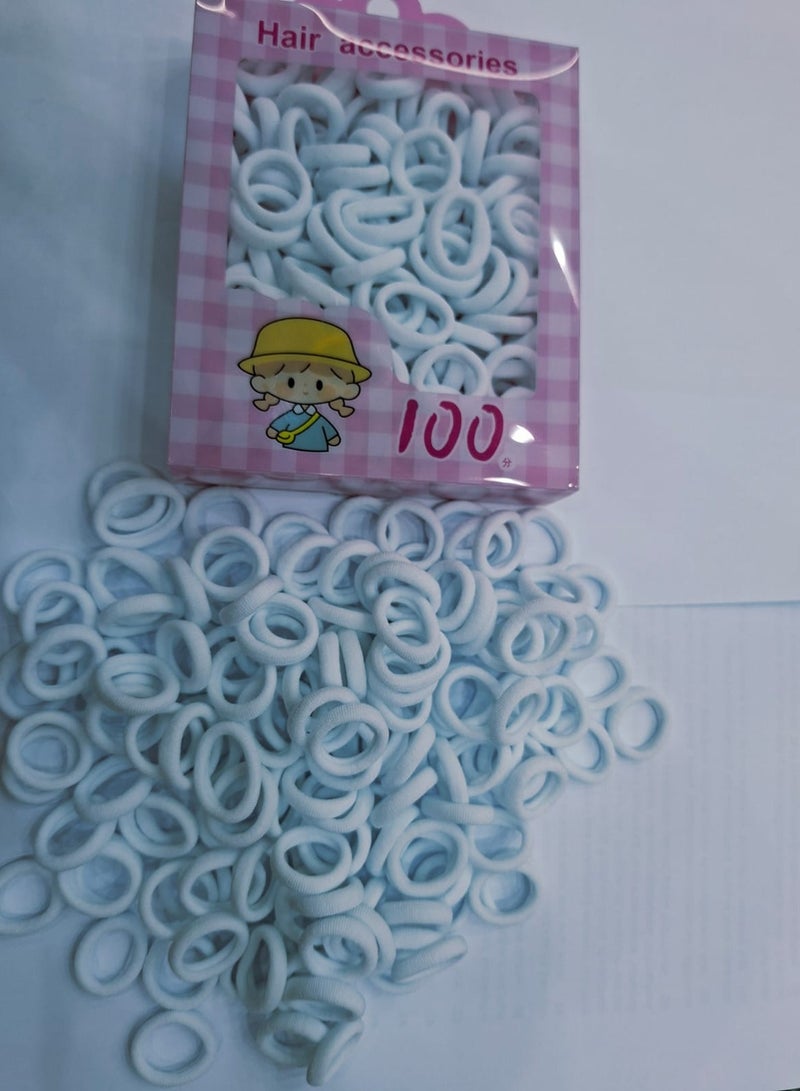 STAR BEJA white hair elastics,pack of 150,soft mini elastic hair bands for school girls with pink gingham package - Image 2
