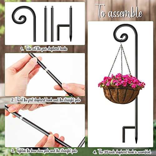 Shimeyao 20 Pack Shepherd Hook 35 Inch 1/3 Inch Thick, Thick Iron Curled Hook for Hanging Bird Feeders, Plant Hangers, Flower Basket, Lanterns, Weddings,Spring,Summer - Image 3