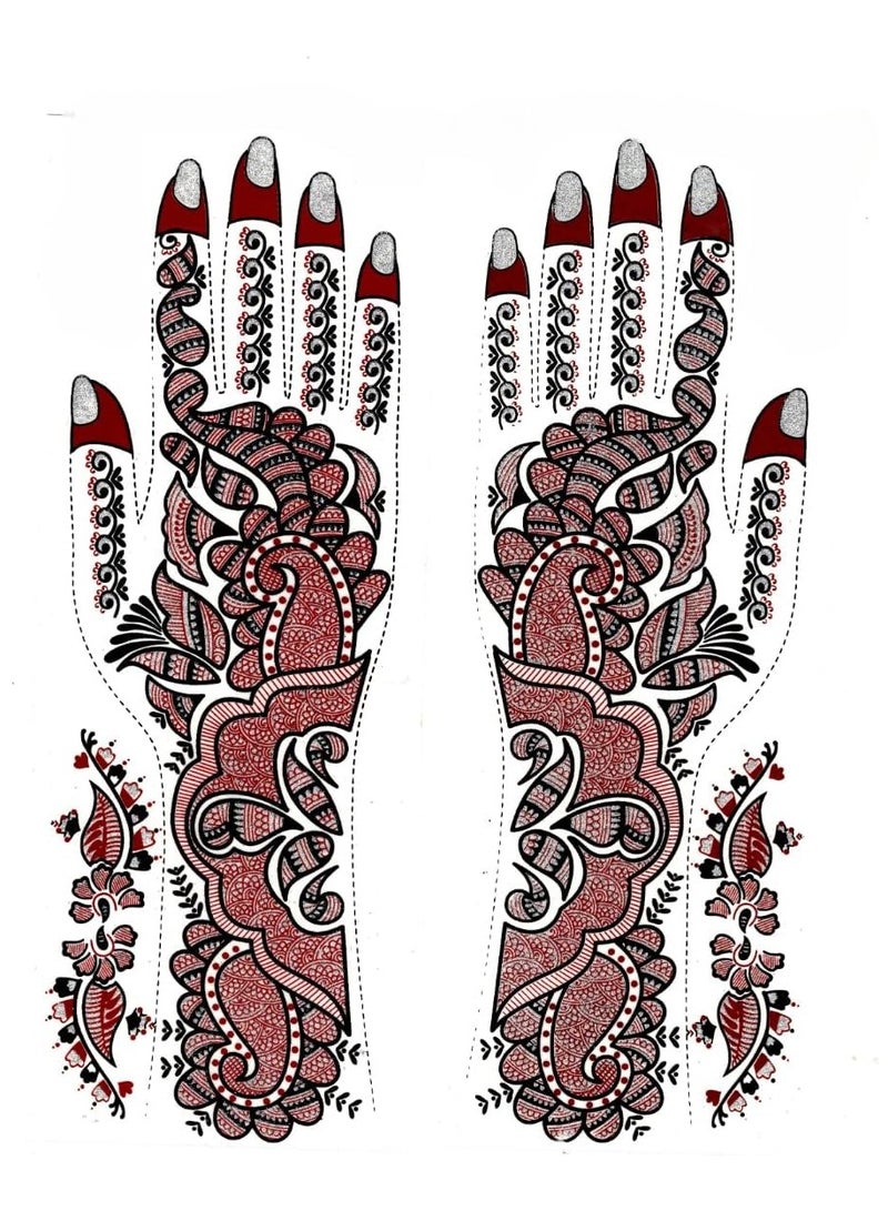 مملكة الإكسسوارات ملصق وشم حناء لليدين من أكسسورايز كينغدوم | وشم حناء مؤقت مقاوم للماء | فن الجسد للنساء والفتيات (AKM37) - Image 1