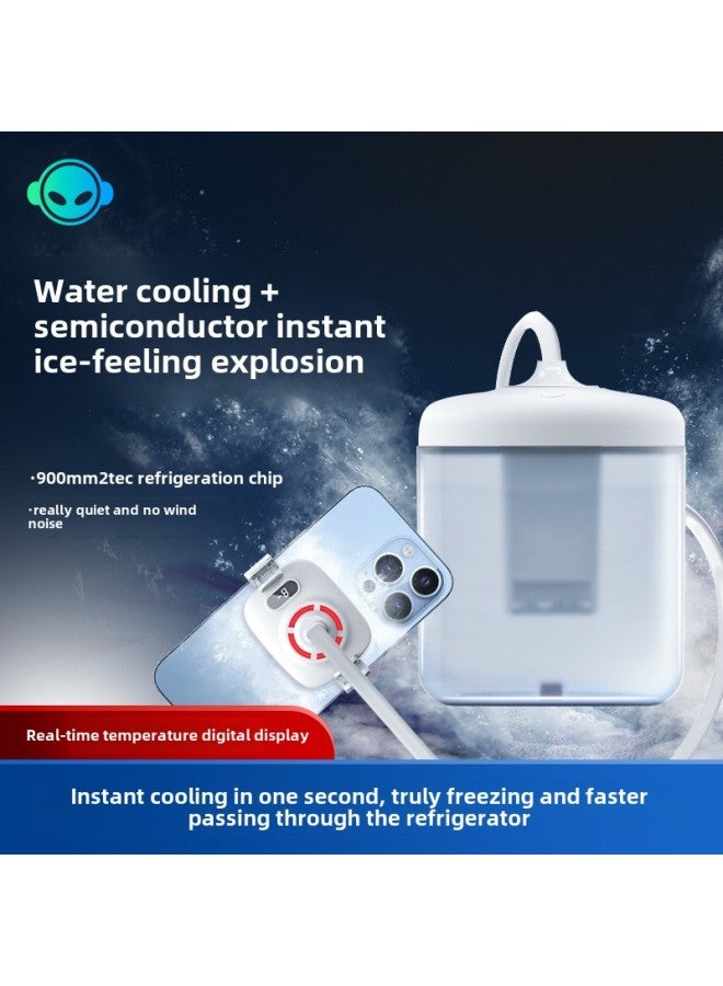 Mobile Phone Semiconductor Radiator Water-cooled Game Chicken Live Broadcast Mobile Phone Cooling Artifact Back Clip With Digital Display New-Color:S3-White  - Image 1