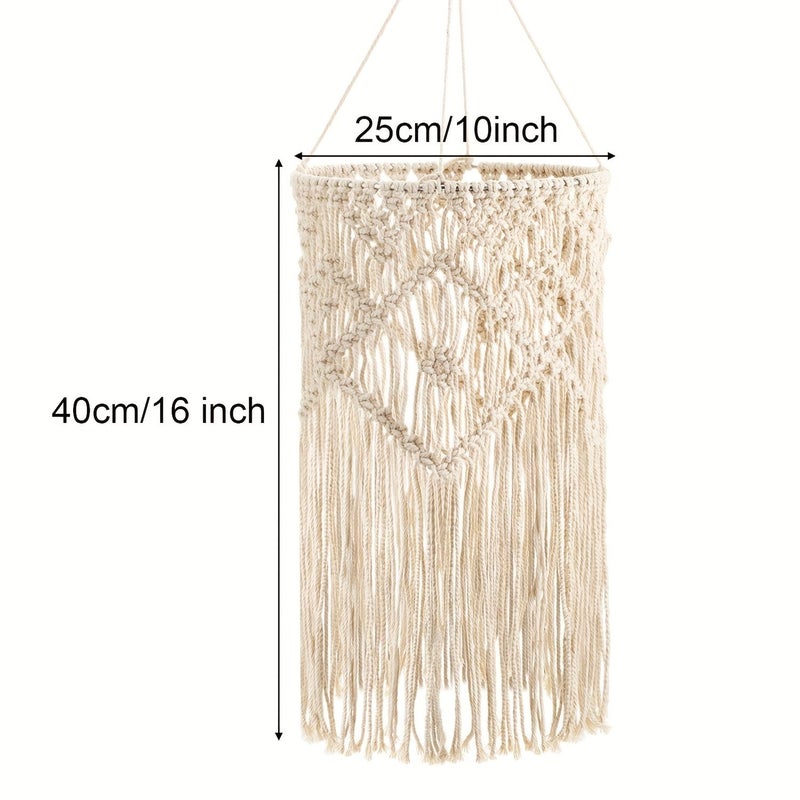 Bohemian Style Macrame Lampshade Hanging Light With Handmade Lace Tassels - Image 3