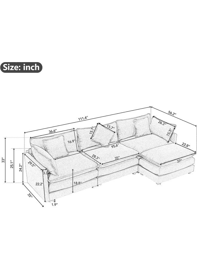 Comfynest Comfynest Modern and Unique L Shaped Couch Design for Your Living Room (Beige)  - Image 2