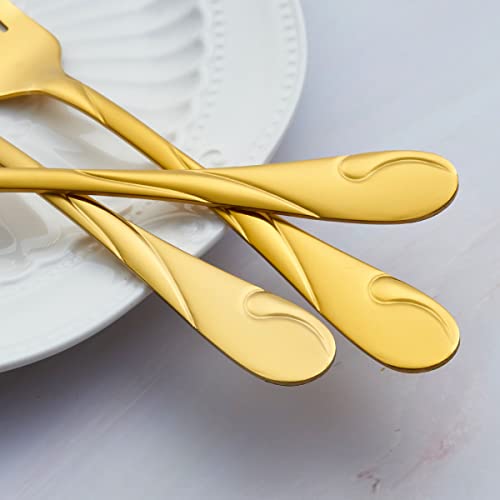 Seeshine Gold Dinner Fork Set, Seeshine 7.8-inch Stainless Steel Shiny Gold Metal Table Fork Silverware, Set of 6 - Image 5
