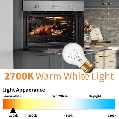 WokHok Appliance Oven Light Bulb, High Temp 300 °C Resistant,（2 Pack） A15/E26/120V/40 Watt Appliance Replacement Bulb for Refrigerator Over Stove Microwave Range Hood,Warm White - Image 3