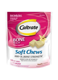 Caltrate Soft Chews 600 Plus D3 Calcium Vitamin D Supplement, Vanilla Creme - 60 Count  - Image 1