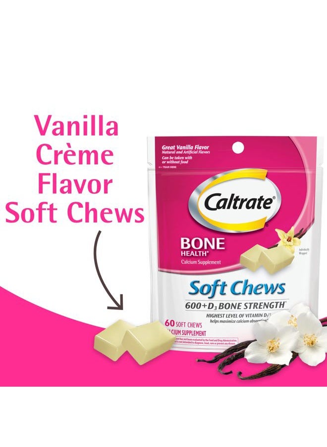 Caltrate - Soft Chews 600 Plus D3 Calcium Vitamin D Supplement, Vanilla Creme - 60 Count - Image 1
