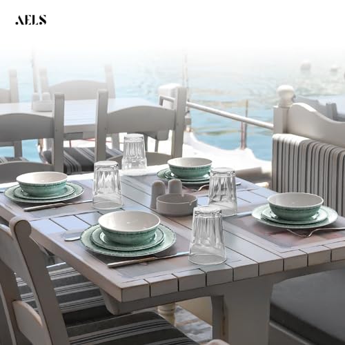 AELS Melamine Dinnerware Set of 12 Pcs Dinner Dishes Set for Indoor and Outdoor Use, Dishwasher Safe, Lightweight Unbreakable, BPA Free, Sage Green - Image 5
