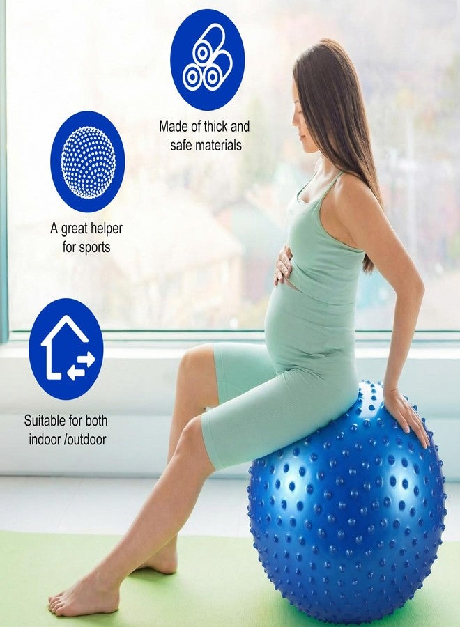 Soulchen 2 Pcs 25 Inch Large Bouncy Balls Sensory Massage Stress Ball Spiky Exercise Playground Balls with Pump Inflatable Rubber Knobby Kickball for Yoga Sensory Outdoor Beach Play Gym - Image 4