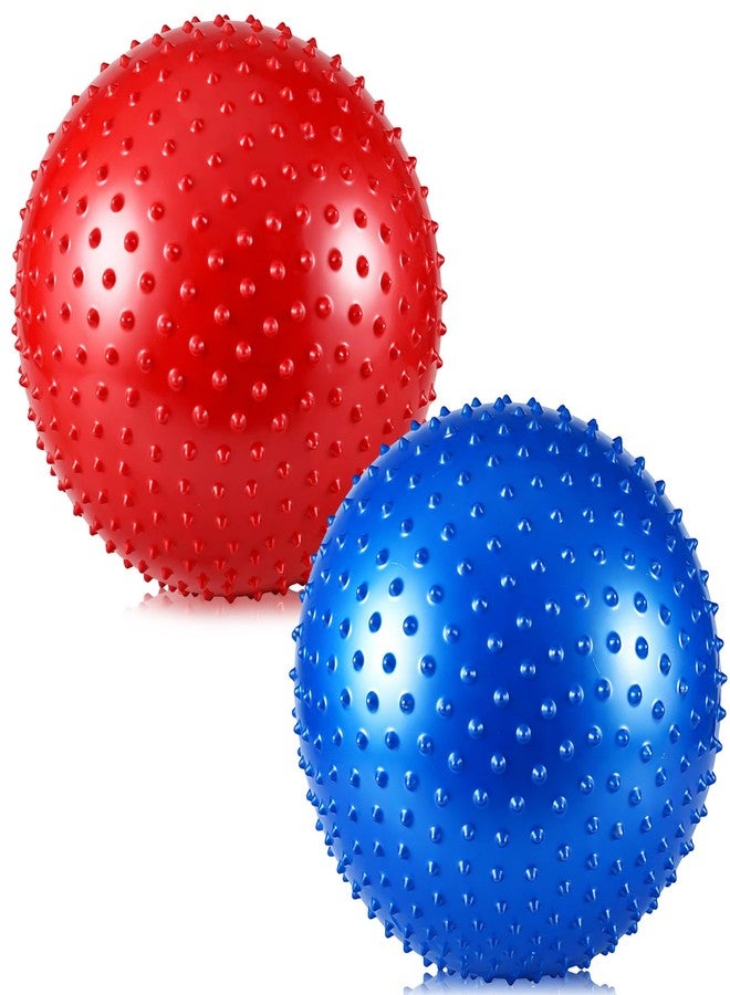 Soulchen 2 Pcs 25 Inch Large Bouncy Balls Sensory Massage Stress Ball Spiky Exercise Playground Balls with Pump Inflatable Rubber Knobby Kickball for Yoga Sensory Outdoor Beach Play Gym - Image 1