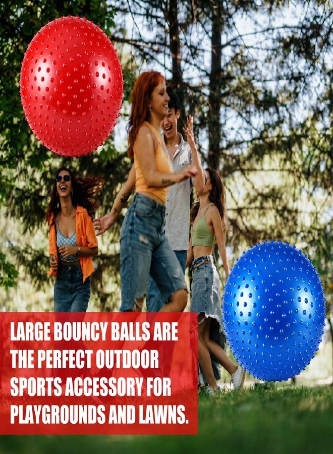 Soulchen 2 Pcs 25 Inch Large Bouncy Balls Sensory Massage Stress Ball Spiky Exercise Playground Balls with Pump Inflatable Rubber Knobby Kickball for Yoga Sensory Outdoor Beach Play Gym - Image 5