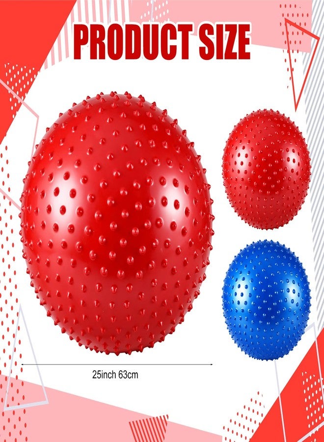 Soulchen 2 Pcs 25 Inch Large Bouncy Balls Sensory Massage Stress Ball Spiky Exercise Playground Balls with Pump Inflatable Rubber Knobby Kickball for Yoga Sensory Outdoor Beach Play Gym - Image 2