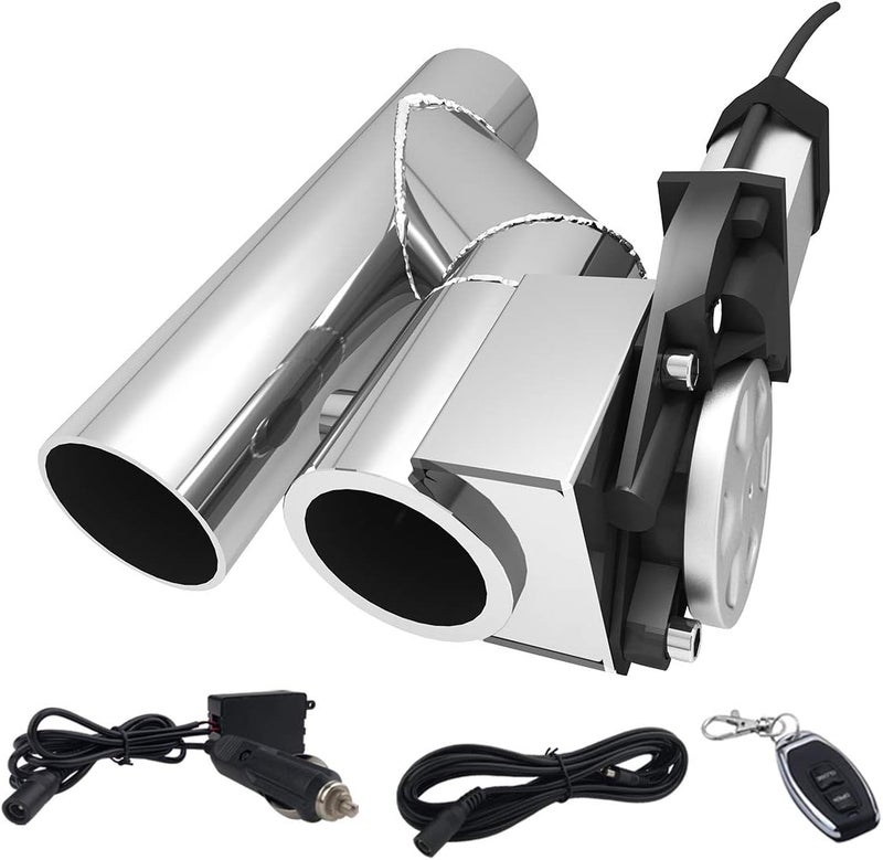 SPELAB Electric Alloy Steel Exhaust Cutout Valve 3.0 Inch 76mm Catback Single Y Pipe with One Controller Remote Kit - Image 1
