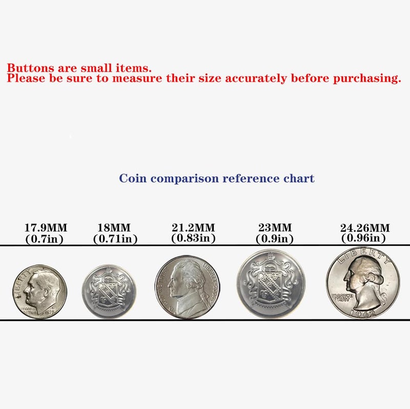 KENDANY 14 Piece Metal Blazer Button Set - for Blazer, Suits, Sport Coat, Uniform, (Silver 18mm 23mm)(0.71in-0.9in) - Image 2