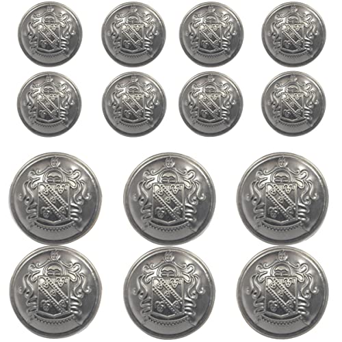 KENDANY 14 Piece Metal Blazer Button Set - for Blazer, Suits, Sport Coat, Uniform, (Silver 18mm 23mm)(0.71in-0.9in) - Image 1