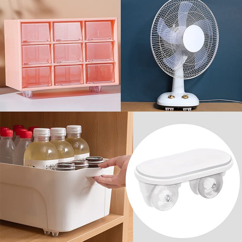 DYRROTH DYRROTH 4 pcs Self Adhesive Wheels Casters Universal Furniture Wheel Castor Roller for Furniture Storage Box Baby Toys Car Cloth Bin Container Moving Carton White 4 - Image 2
