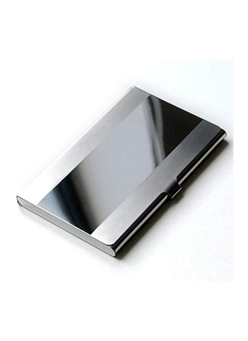 SYOSI - Business Card Holder, For Men and Women, Stainless Steel in Sleek Design, Sceatch Resistant, Long Lasting Gloss Pocket Size Mirror Silver - Image 1