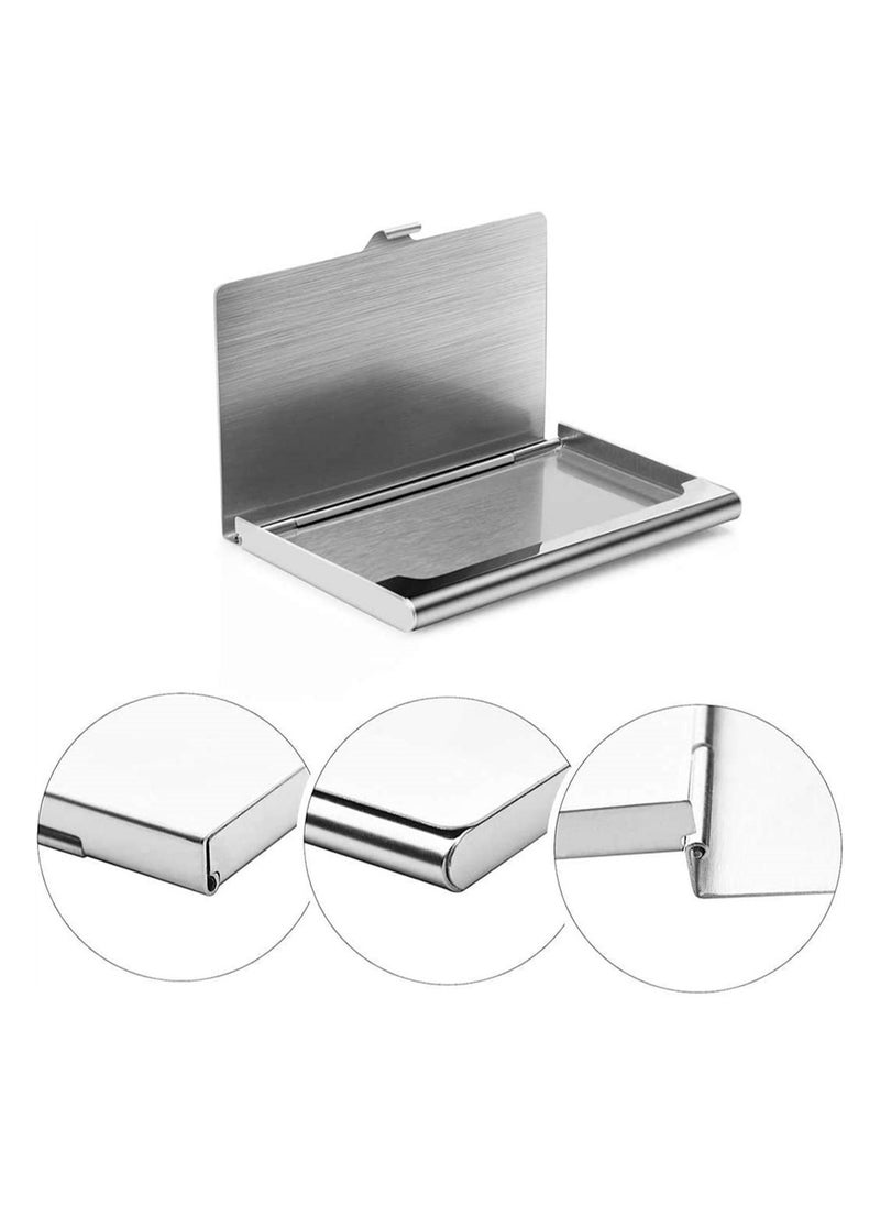 SYOSI - Business Card Holder, For Men and Women, Stainless Steel in Sleek Design, Sceatch Resistant, Long Lasting Gloss Pocket Size Mirror Silver - Image 1