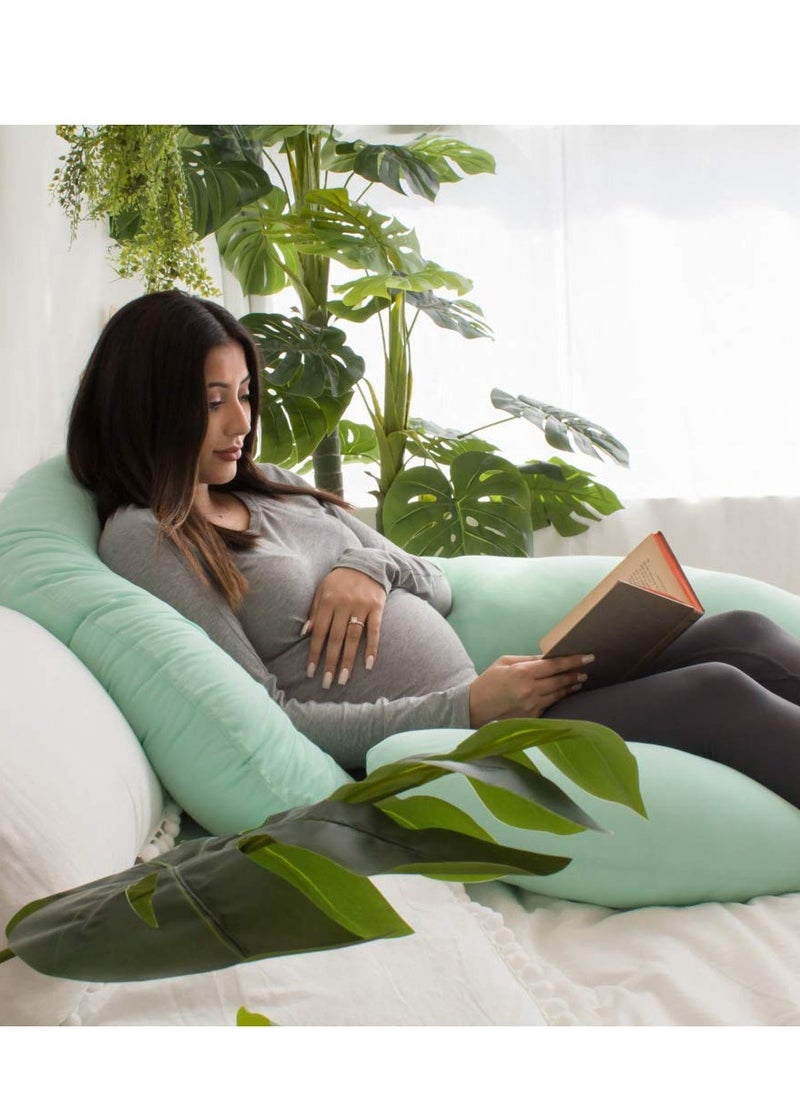 PharMeDoc C-Shape Full Body Pillow | Green Cooling Cover | Maternity & Pregnancy Support | Back, Belly & Leg Relief | Soft, Breathable & Ergonomic Design  - Image 5