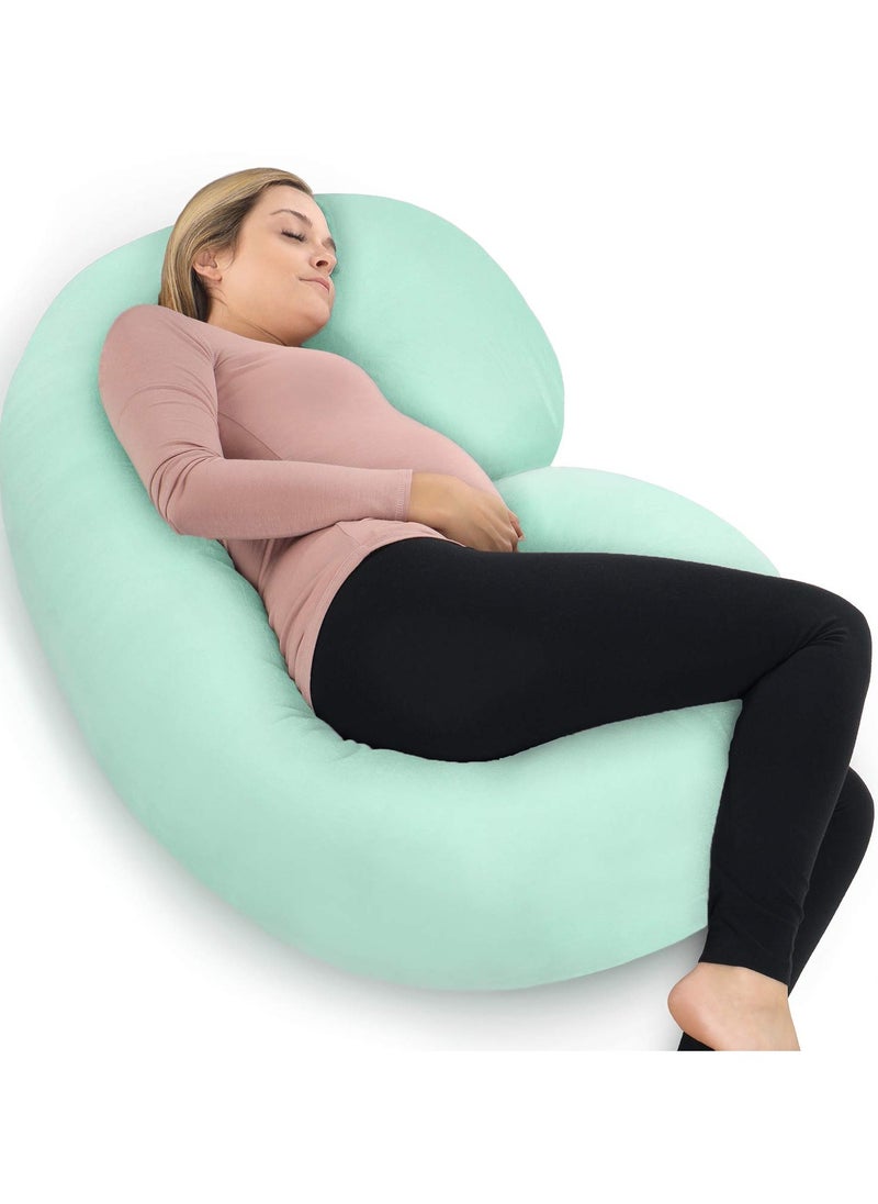 PharMeDoc C-Shape Full Body Pillow | Green Cooling Cover | Maternity & Pregnancy Support | Back, Belly & Leg Relief | Soft, Breathable & Ergonomic Design  - Image 1