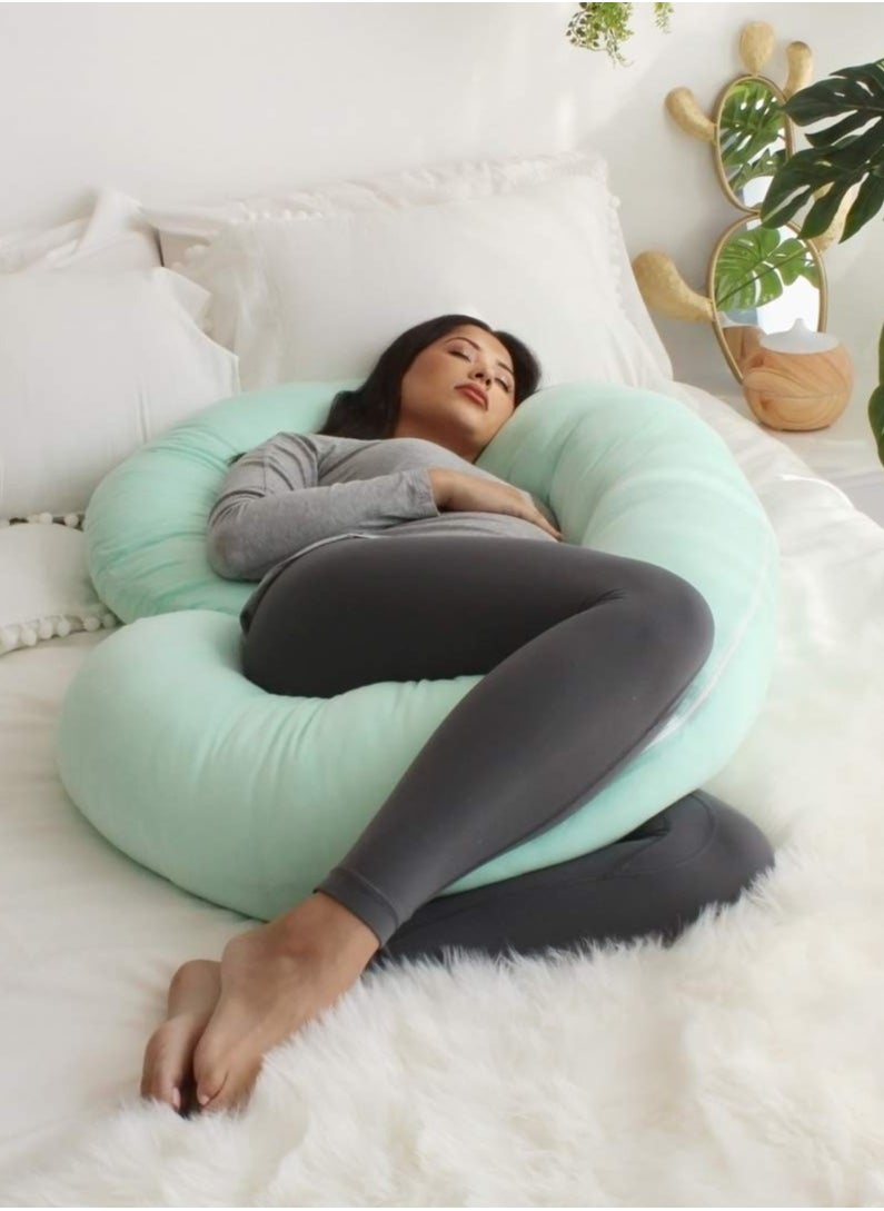 PharMeDoc C-Shape Full Body Pillow | Green Cooling Cover | Maternity & Pregnancy Support | Back, Belly & Leg Relief | Soft, Breathable & Ergonomic Design  - Image 2