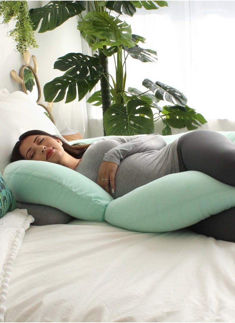 PharMeDoc C-Shape Full Body Pillow | Green Cooling Cover | Maternity & Pregnancy Support | Back, Belly & Leg Relief | Soft, Breathable & Ergonomic Design  - Image 4