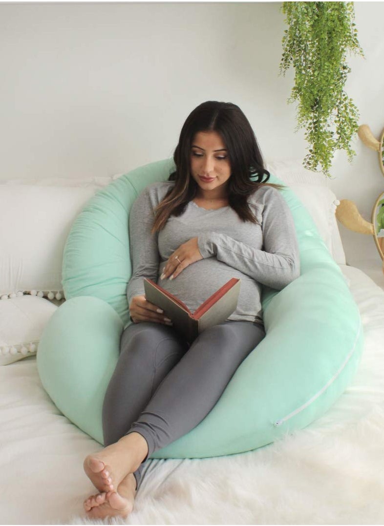 PharMeDoc C-Shape Full Body Pillow | Green Cooling Cover | Maternity & Pregnancy Support | Back, Belly & Leg Relief | Soft, Breathable & Ergonomic Design  - Image 3