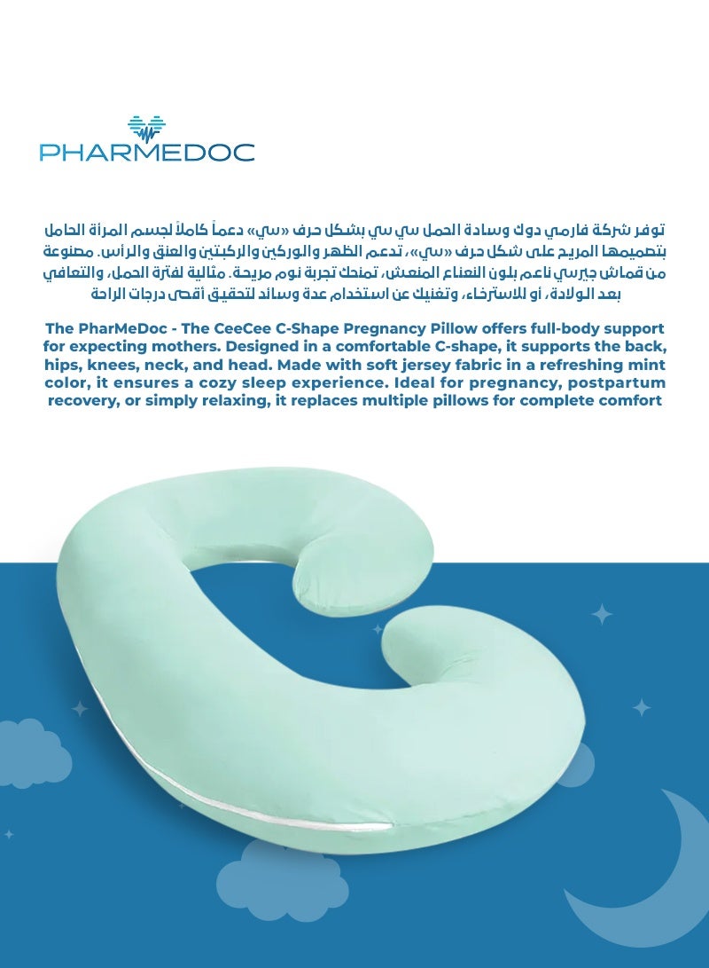 PharMeDoc C-Shape Full Body Pillow | Green Cooling Cover | Maternity & Pregnancy Support | Back, Belly & Leg Relief | Soft, Breathable & Ergonomic Design  - Image 4