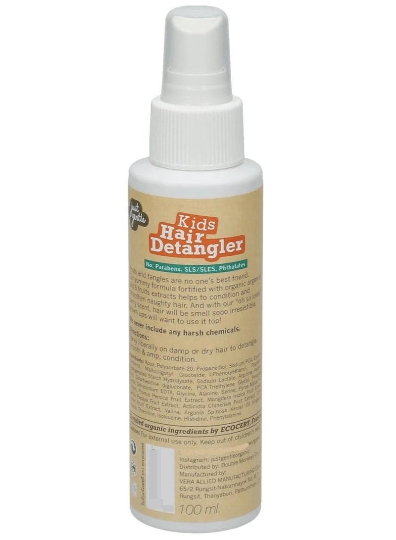 Just Gentle Organic Kids Hair Detangler Spray With Argan Oil Berry Scent 100 ML - Image 2