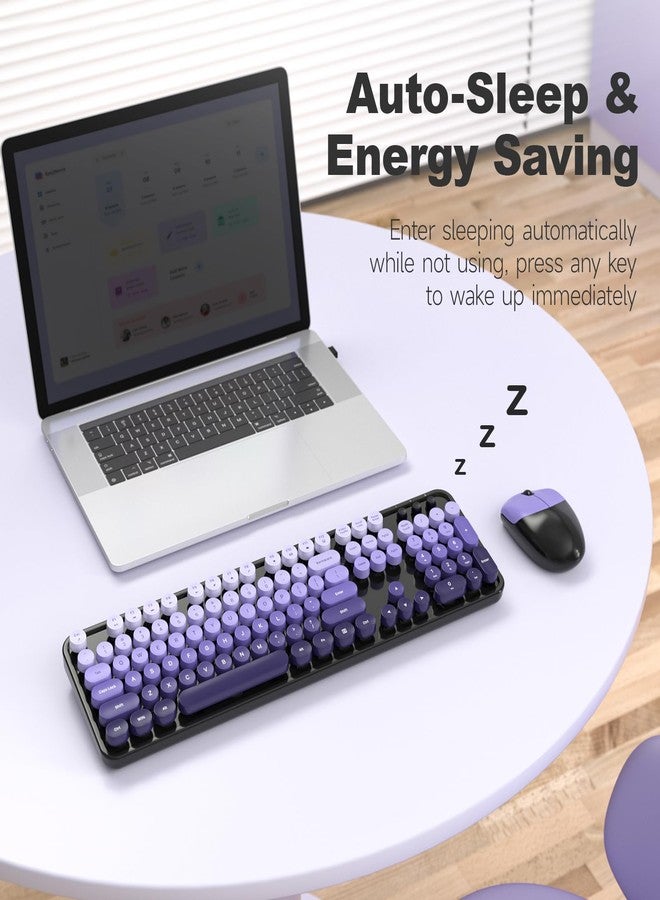 MOWUX Wireless Keyboard and Mouse Combo, MOWUX Colorful Computer Full Size 2.4G Plug and Play Wireless Typewriter Keyboard and Mouse Set for Computer, Desktop, PC (Black& Purple Gradient) - Image 4