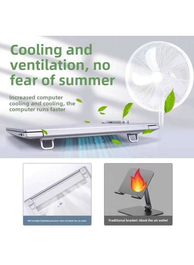 Notebook Bracket Zinc Alloy Desktop Computer Bracket Elevated Folding Invisible Cooling Rack Flat Bracket Cross-border-Colour:Third Gear [silver] - Image 5