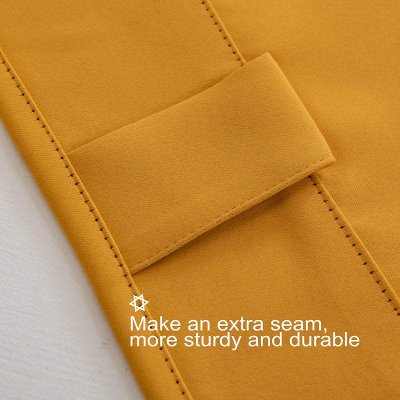 Pickluc Blackout Curtains 96 Inches Long 2 Panels, Black Out Drapes for Bedroom or Living Room, Back Tab and Rod Pocket Top, Set of Two, Mustard Yellow, 52" Wide and 96" Length. - Image 5