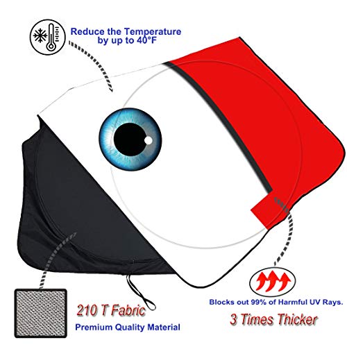 Güvenç Gven- The Original Patented Car Eyes Windshield Sun Shade 2025 Pink Car Accessories for Women Shades for Front Window Girly Windshield Cover Sunshades for Summer Heat Portection(Red, S) - Image 5