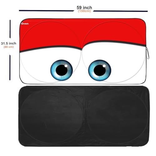 Güvenç Gven- The Original Patented Car Eyes Windshield Sun Shade 2025 Pink Car Accessories for Women Shades for Front Window Girly Windshield Cover Sunshades for Summer Heat Portection(Red, S) - Image 2