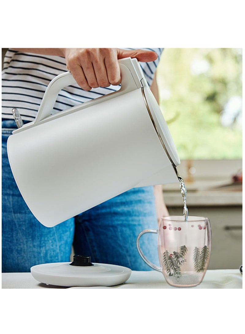 Excefore أكواب زجاجية مزدوجة الجدران، أكواب عالية الحرارة مقاومة للحرارة، أكواب بوروسيليكيت مقاومة للحروق، أكواب كابتشينو شفافة، أكواب ورقية ساخنة مثالية للمشروبات الساخنة مثل الشاي والقهوة والكابتشينو - Image 3