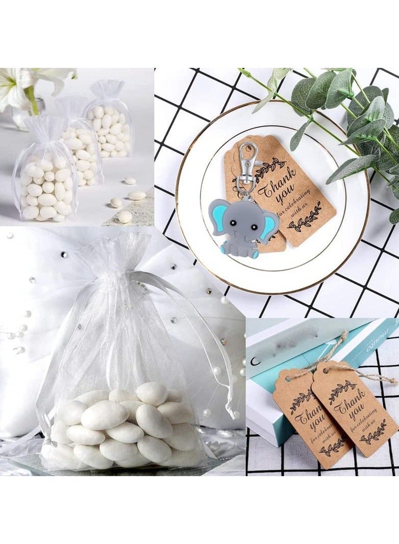 Excefore Baby Shower Guest Gift 20 Sets of Blue Baby Elephant Keychains 20 Organza Bags 20 Thank You Tags Ideas Presents Party Favors Boy Girl Kid Birthday Party Supply Baby Birthday Party Keepsakes - Image 3