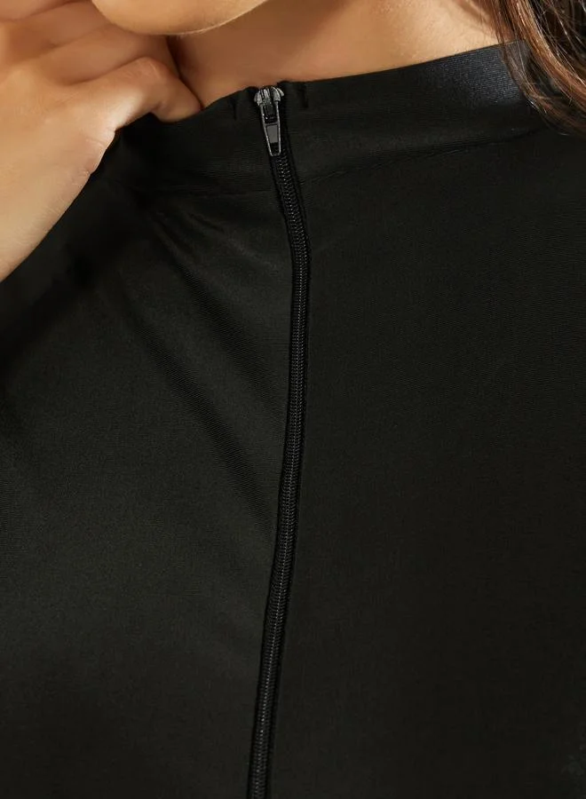 Styli  Pack of 3 - Full Sleeve Burkini with Attached Skirt and Woven Marble Print Front Open Maxi Coverup for Women | Best Price UAE