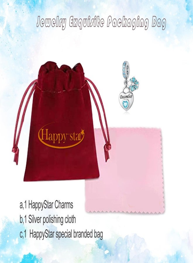 HappyStar 925 Sterling Silver Happy Birthday Bead Charm Love Heart Shape Birthstone Charms for Bracelets Dangle Pendant with 5A Cubic Zirconia Compatible Pandora Bracelets Jewelry Gift for Women - Image 5