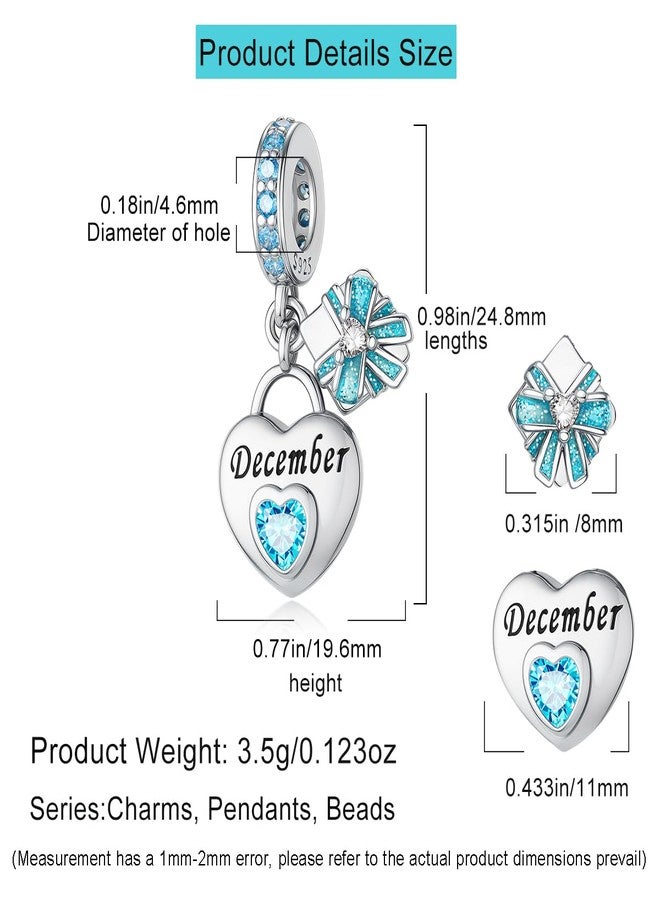 HappyStar 925 Sterling Silver Happy Birthday Bead Charm Love Heart Shape Birthstone Charms for Bracelets Dangle Pendant with 5A Cubic Zirconia Compatible Pandora Bracelets Jewelry Gift for Women - Image 4