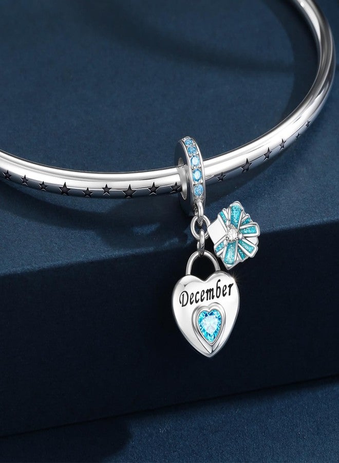 HappyStar 925 Sterling Silver Happy Birthday Bead Charm Love Heart Shape Birthstone Charms for Bracelets Dangle Pendant with 5A Cubic Zirconia Compatible Pandora Bracelets Jewelry Gift for Women - Image 2