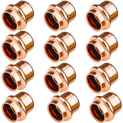 WHK 12 Pack 12 Inch Pro press Copper End Cap Pro Press 12 Cooper End Plug Press Fittings Copper Pipe End CapLeadFree - Image 1